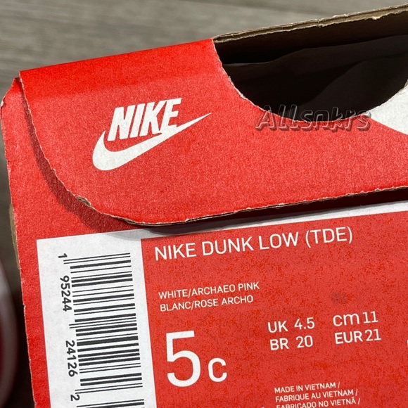 Nike Dunk Low Rose Pink/White Classic TD 5C - Picture 9 of 9